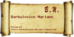 Barbulovics Mariann névjegykártya